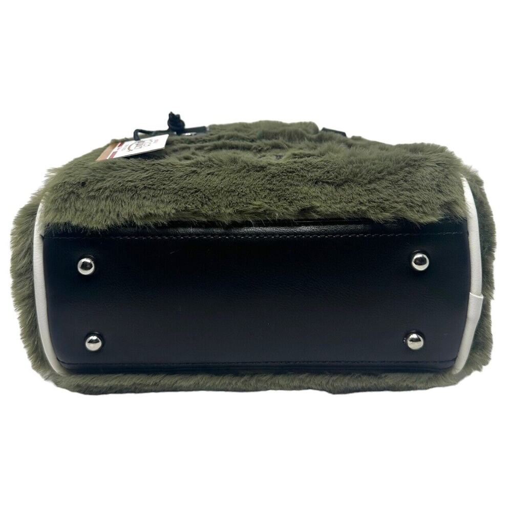 Von Dutch Women's Sage Green Vegan Furry Small Bowling Crossbody Hand Bag - Picture 7 of 12